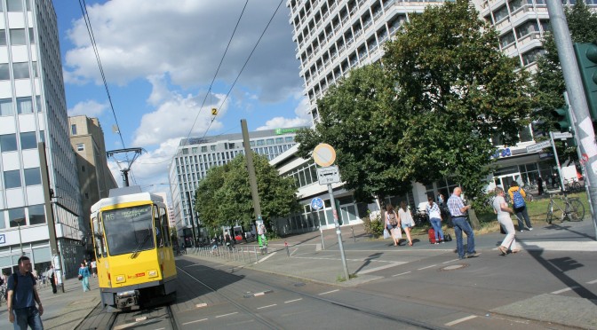 Berlin street scene snapped while cycling along Karl-Marx Strasse